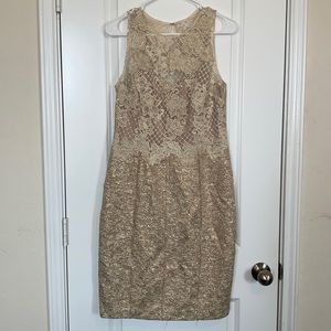 kay unger new york gold cocktail dress